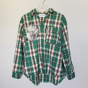 Black Friday the Brand in Seoul Plaid Brushed Cotton Button Down Shirt Shacket